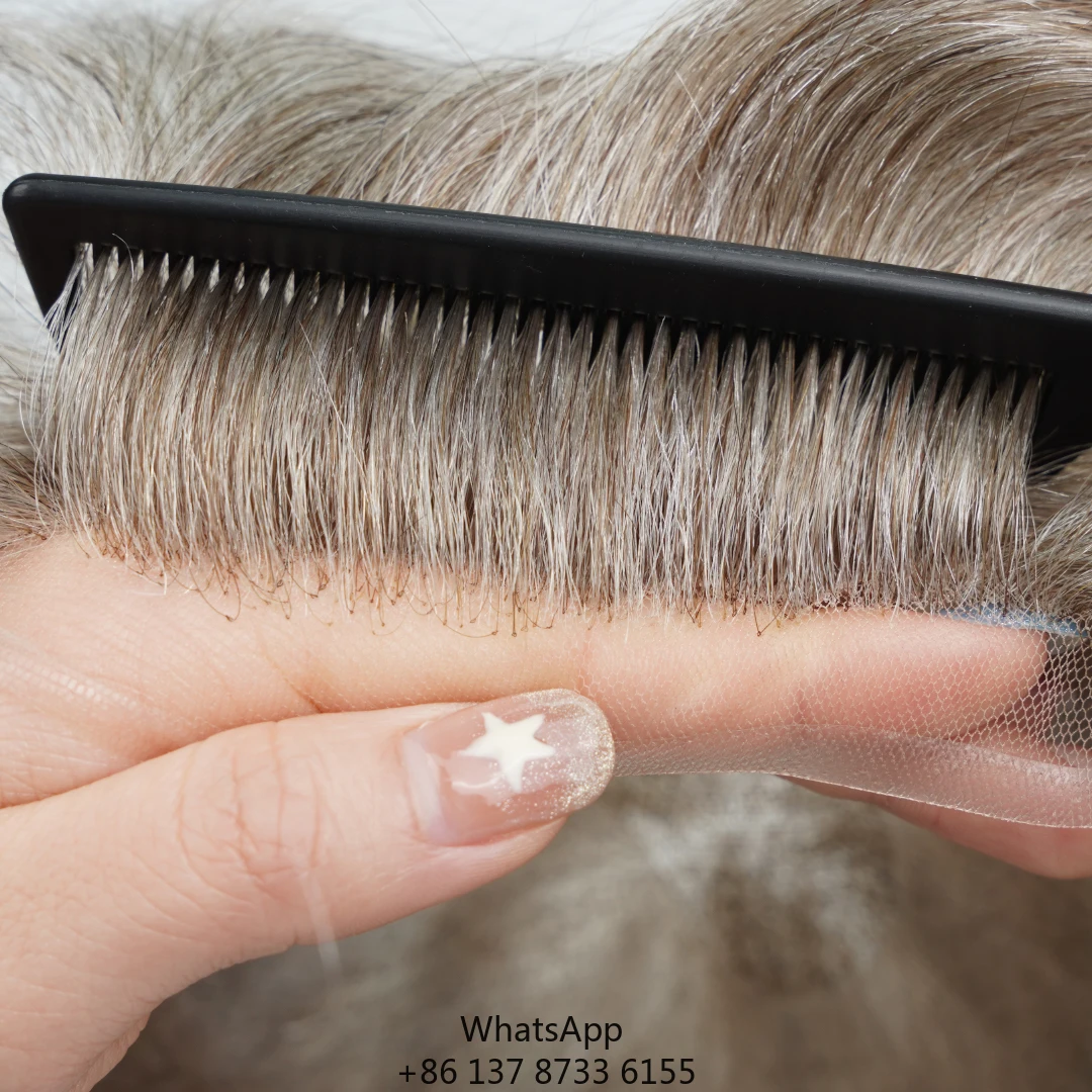 

Custom Hair Straight Toupee 8-20" Length 30mm Wave Light Density Invisible Knots Bleached Natural Hairline Lace PU