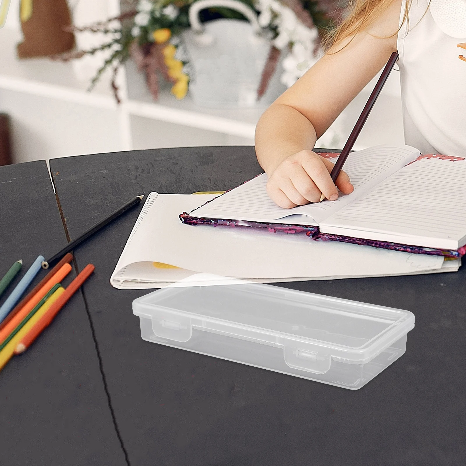 

6pcs Paintbrush Storage Box Large Capacity Clear Plastic Pencil Case Portable Pen Container Student Organizer
