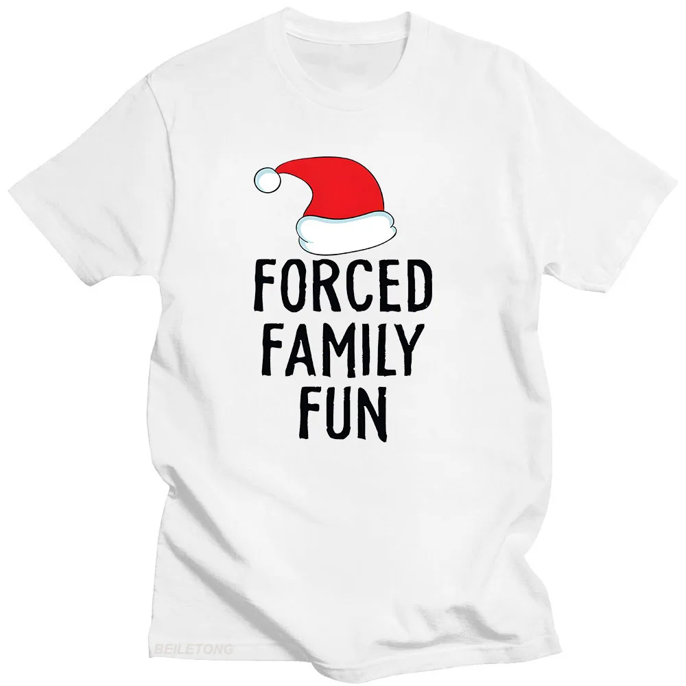 Forced Family Fun Christmas T-shirt Cartoon Print Cute Casual Tee-shirt Graphic Printing O-neck Tshirt Camisetas Harajuku Tees