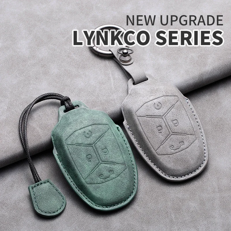 Car Key Case Cover For LYNK&CO 08 2022 2023 2024 LYNK CO 08 for LYNKCO 01 02 03 05 06 09 Suede Auto Key Fob Holder Keychain