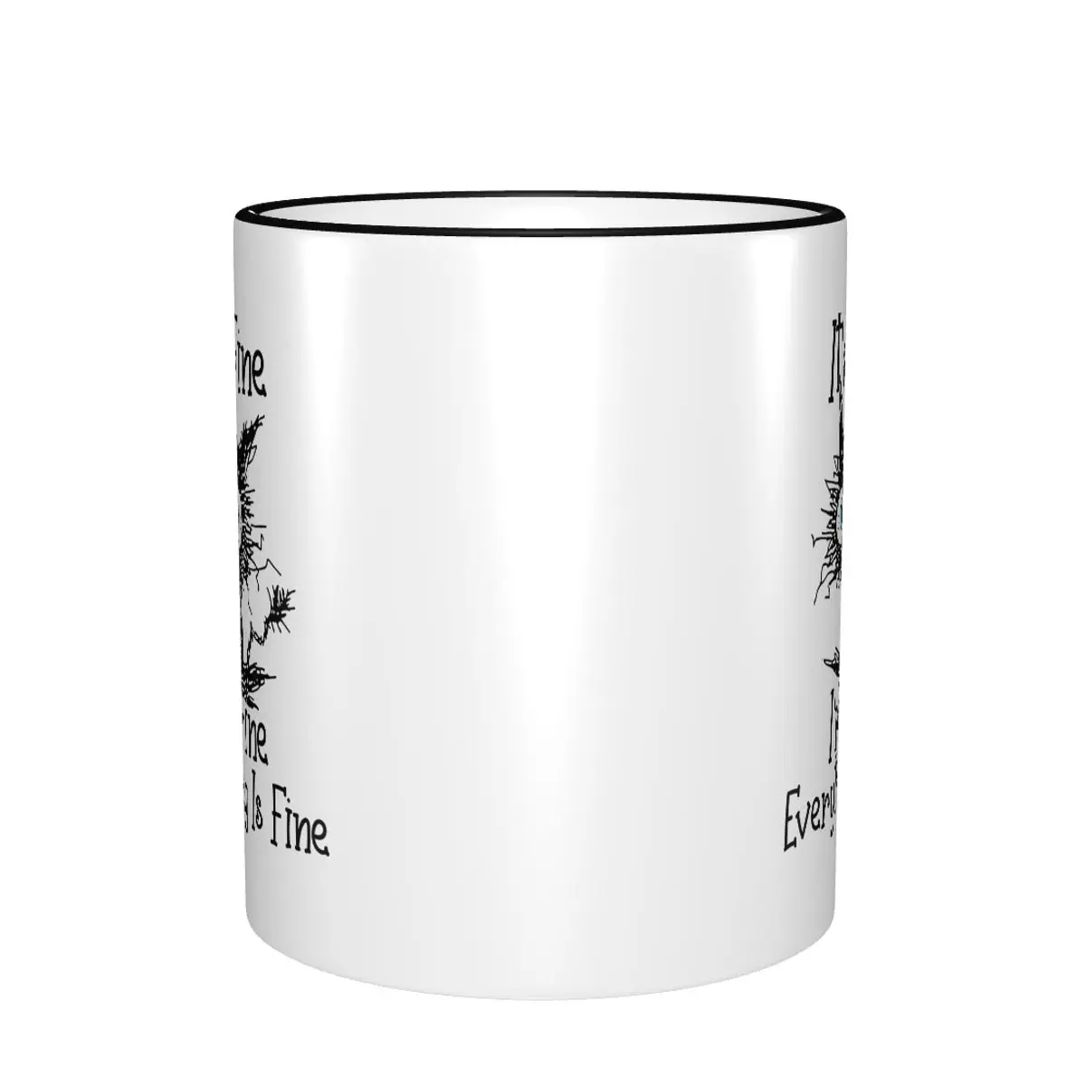 It's Fine I'm Fine Everything Is Fine Funny Cat Meme Coffee Mug Funny Tea Cups For Bedroom