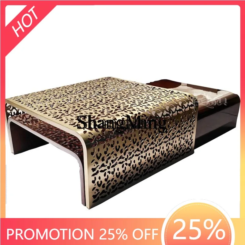 

CL Coffee Table Light Luxury High-End Feel Living Room Home Metal Hollow Side Table Set