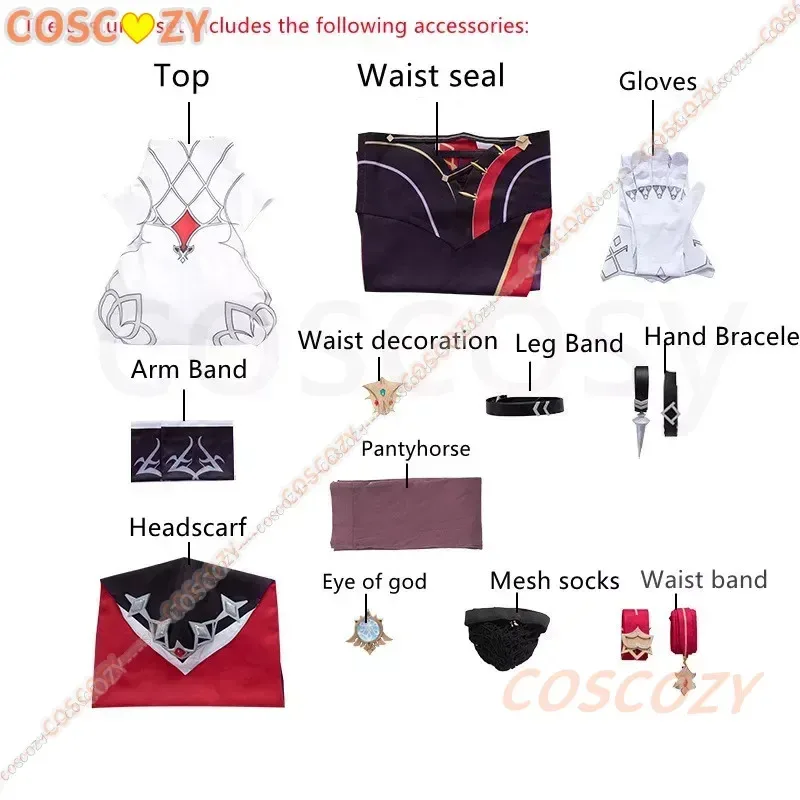 qq681Genshin تأثير روزاريا تأثيري حلي مثير للجنسين لعبة لعب الأدوار الملابس مجموعات كاملة أحذية شعر مستعار أحمر راهبة موحدة Rosalia D