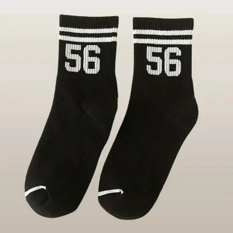 5/10 Pairs 2024 New High Quality Middle Tube Socks Two Bars Digital Middle Tube Socks Two Bars College Style Sports Couple Socks