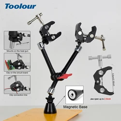 Toolour Helping Hands Soldering Clamp with Magnetic Base/Table Clip Flexible Articulating Arms Magic PCB Clip for Hot Air Gun