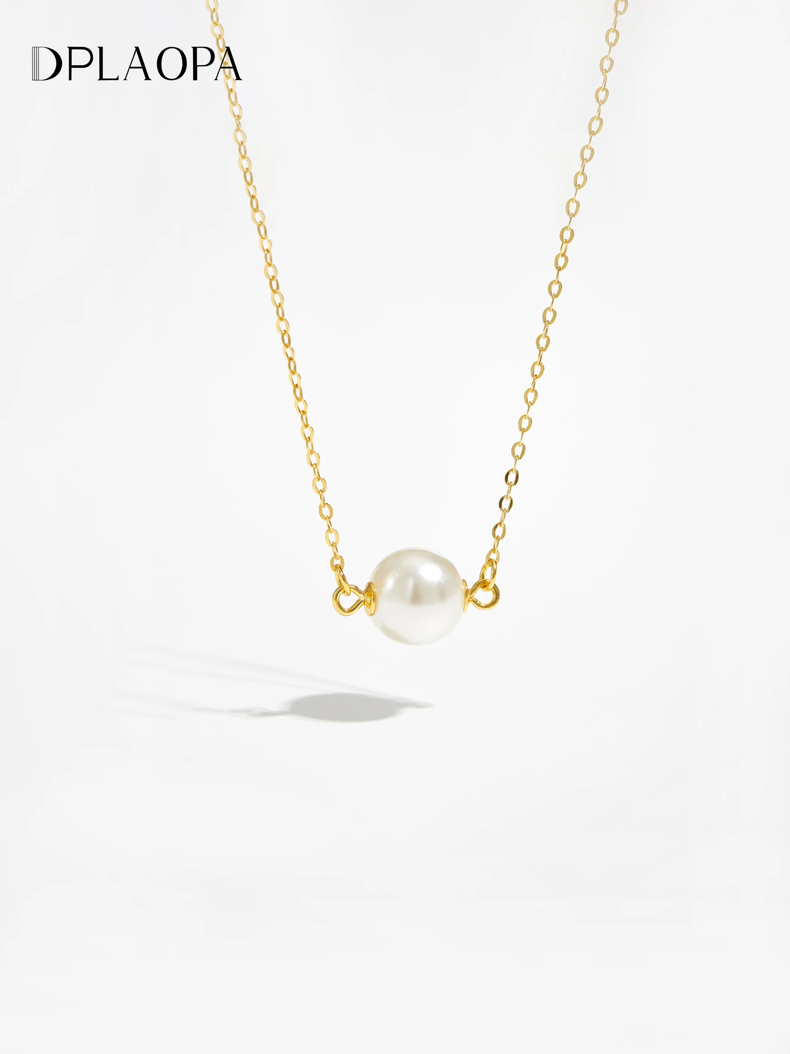 

DPLAOPA 925 Sterling Silver Gold Plated Pearl Pendant Chain Necklace Luxury Women Simple Advanced Fine Wedding Jewelry Gift
