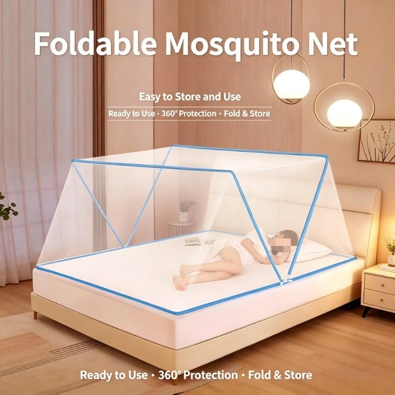 Folding mosquito net 360 ° full cover protection + encrypted mesh yarn, dormitory household second mosquito proof fortress