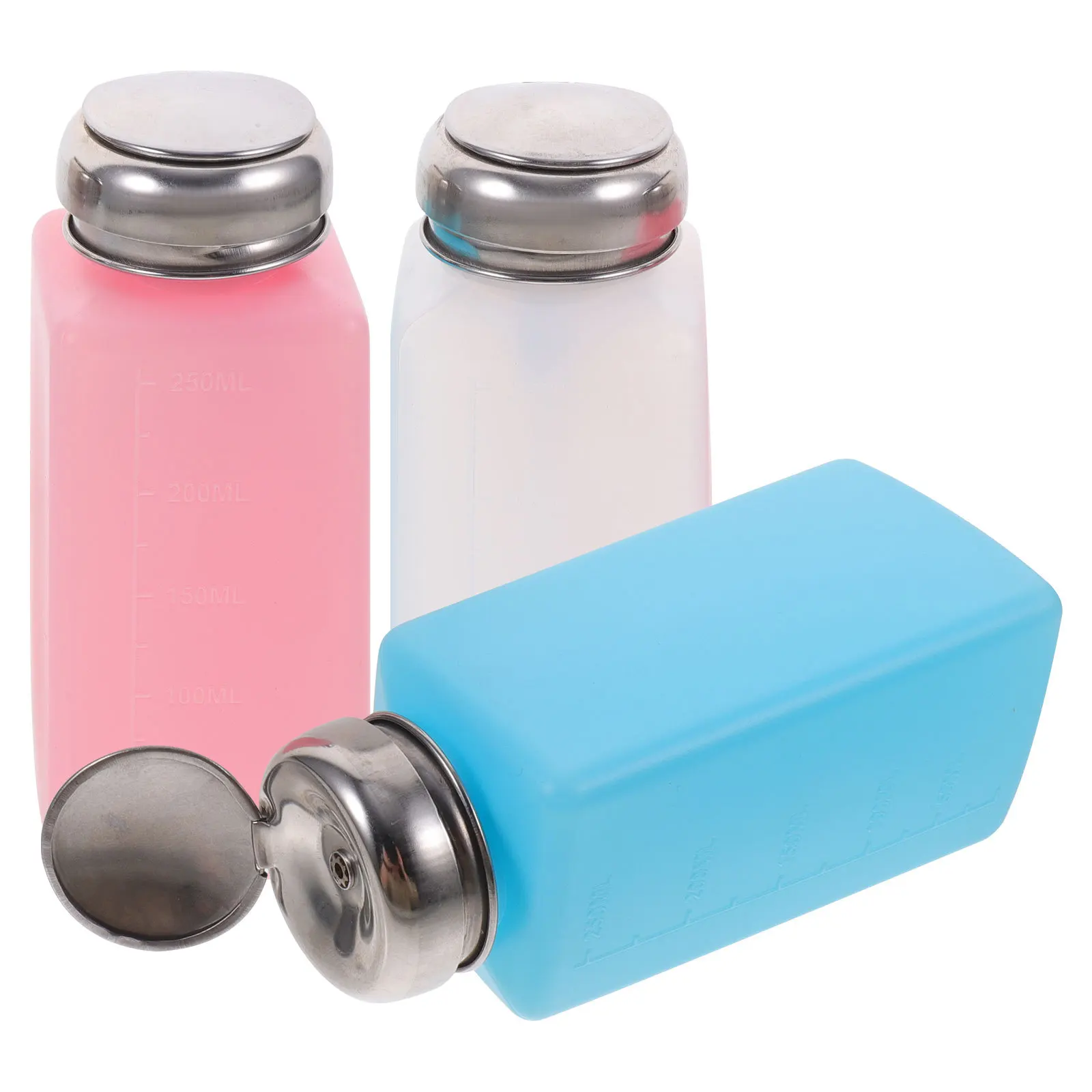 3 Stück 200 ml Nagellackentferner-Flaschen, tragbar, auslaufsicher, Druckpumpe, leerer Spender, exquisite Handwerkskunst, einfach zu tragen, Geschenk