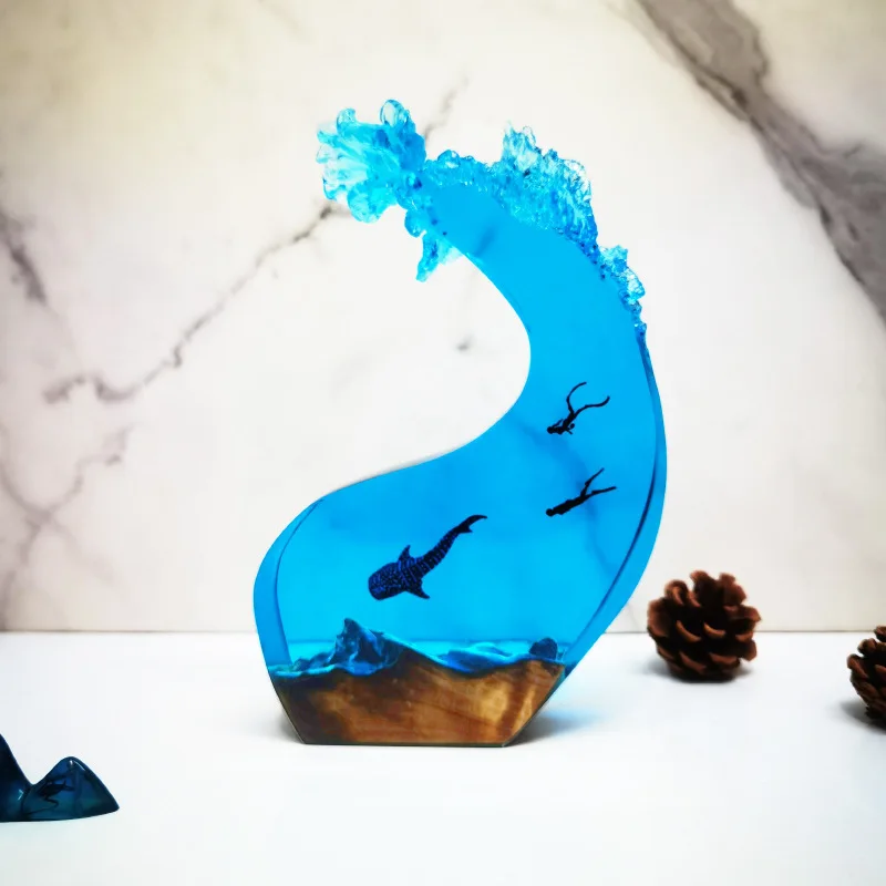 Ocean Wave Whale Shark Ocean Series Solid Wood Resin Decorative Pieces Create An Atmosphere and Shine As A Festive Gift