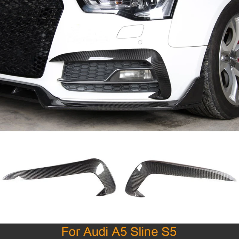 1 Pair Carbon Fiber Car Fog Light Lamp Canards Splitters Fins For Audi A5 Sline S5 2012-2016 Car Front Splitters Canards FRP