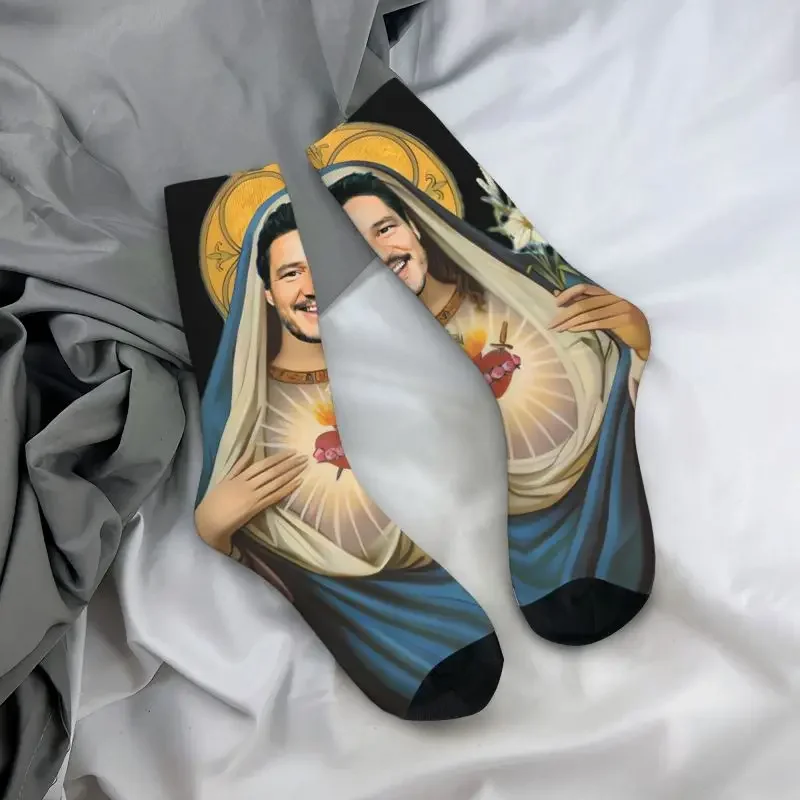 Y2K Cool Pedro Pascal Sacred Heart Women Men Warm 3D Print Sports Football Socks