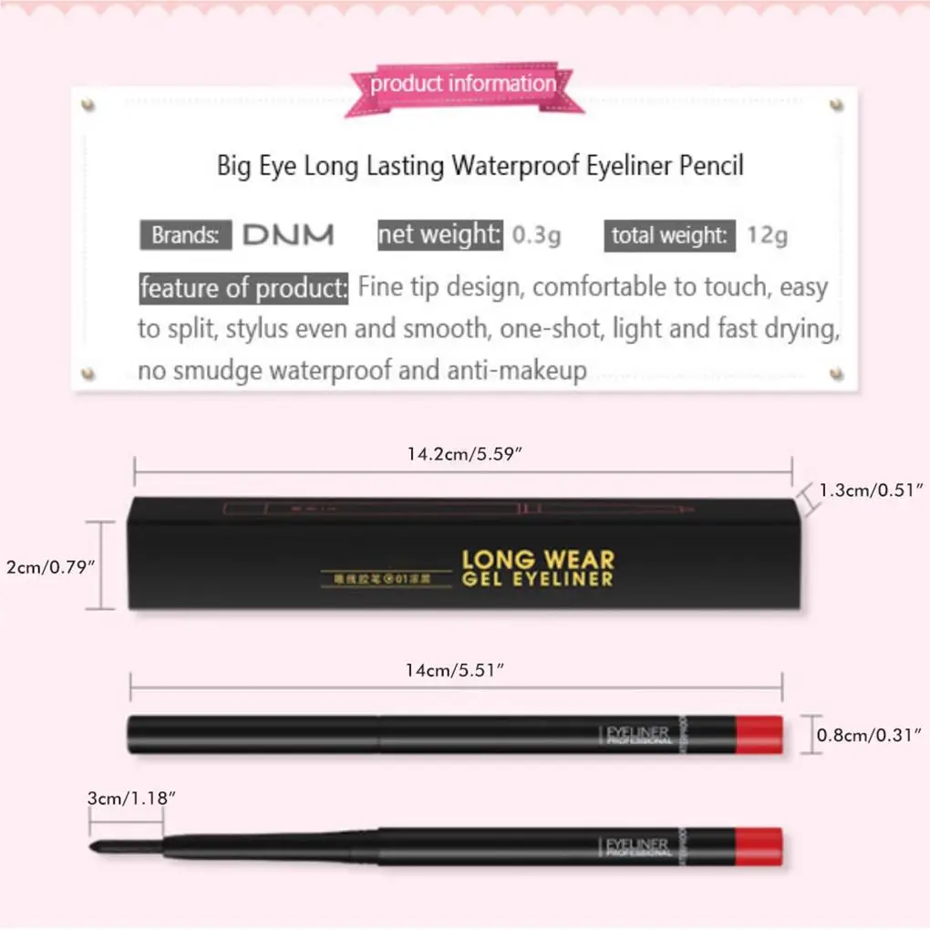 Zwarte Eyeliner Cosmetica Liner Vloeibare Eyeliner Pen Smudge Proof En Non-Stick Cup Oogmake-Up