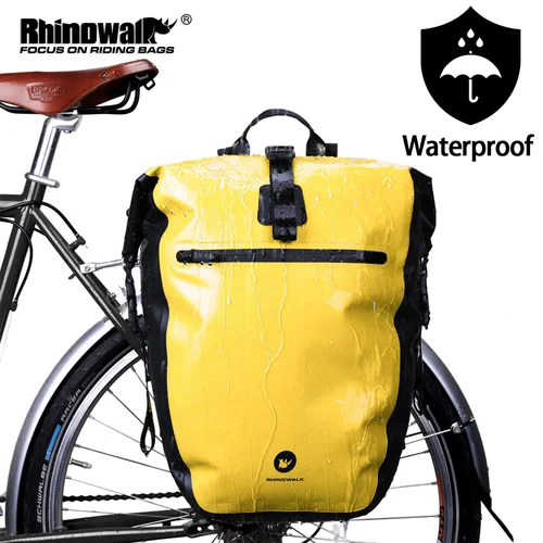 Rhinowalk bolsa de Alforja impermeable para bicicleta, paquete lateral multifuncional para asiento trasero, almacenamiento para viaje y ciclismo, 27L