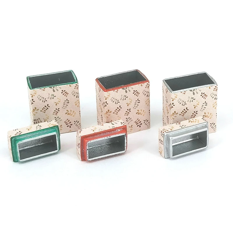 ドールハウス用ミニチュアメタル収納ボックス、シミュレーション玩具、コンテナケース、人形アクセサリー、1:12