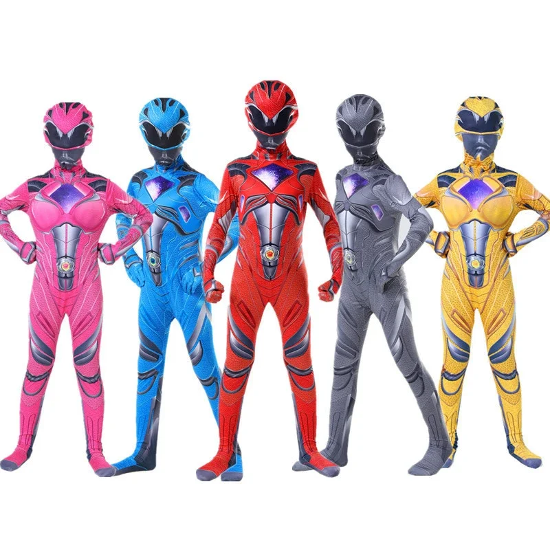 Rangers Costume Boys Power Mecha Five Beast Cosplay Anime Child Halloween Costumes For Kids Mask Carnival Party Jumpsuits