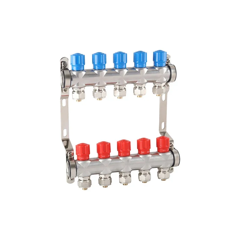 

PEX Manifold,4-Branch Stainless Steel Floor Heat Manifold Kit with 1/2" Adapters Included for Hydronic Radiant Heating