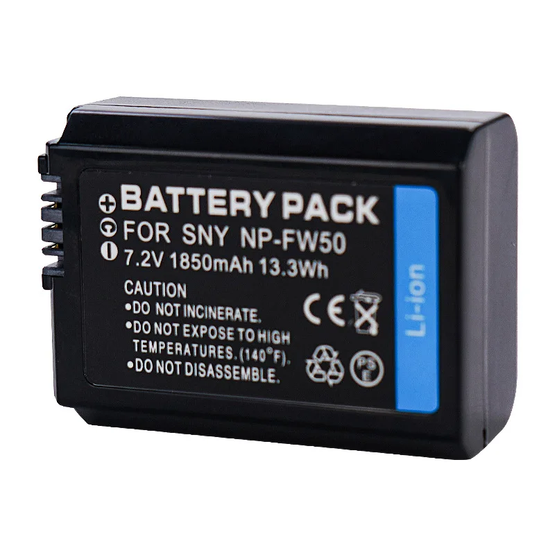 Bateria de polímero de lítio NP-FW50 7.2v 1850mAh adequada para Sony A6400 A6300 A6000 A6000 A5100 A5000 A7s2 A7 Bateria de câmera