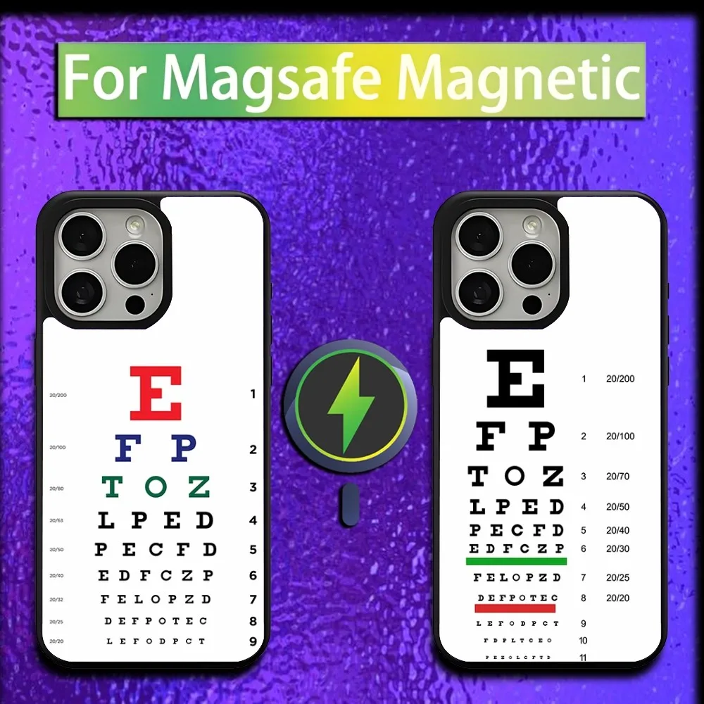 

Medical Eye Vision Chart Phone Case For iPhone 16,15,14,13,12,11,Plus,Pro,Max,Mini Magsafe Magnetic Wireless Charging