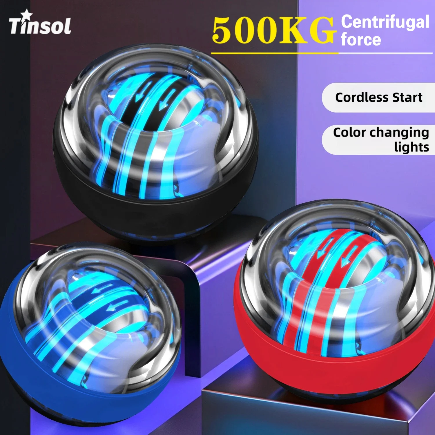 1PCS TINSOL Powerball Unterarm Exerciser Muscle Fitness Ausrüstung Gyroskop Power Ball Gyro Handgelenk Booster Trainer Hand Übung