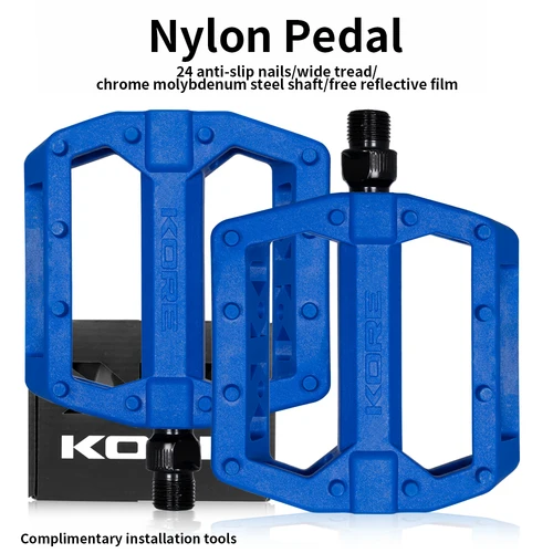 Imagen 2 del producto Pedales de bicicleta ultraligeros antideslizantes de nailon, reposapiés impermeable para carretera, BMX, MTB, plataforma plana para bicicleta de carretera de 14mm, pieza de MTB