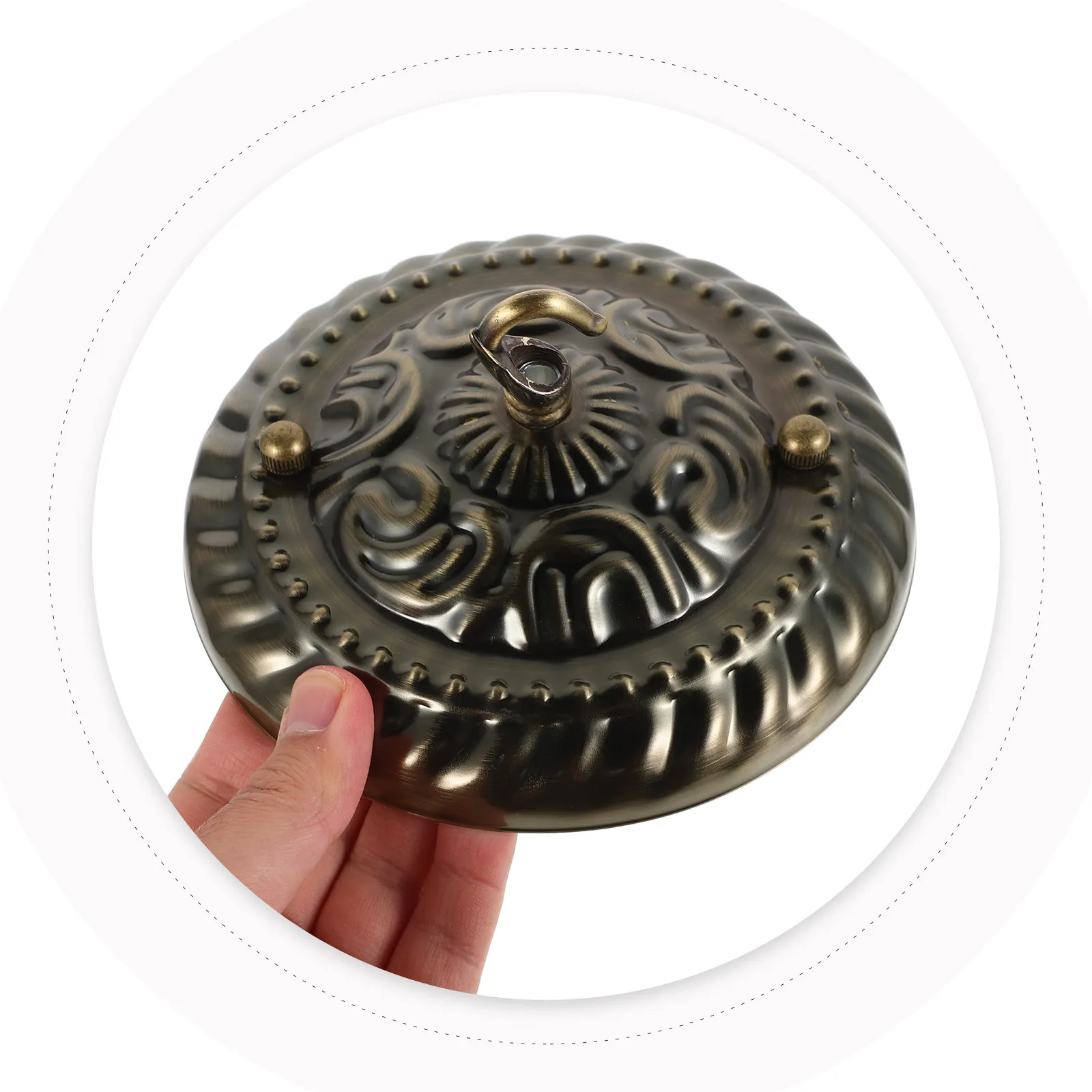 Premium Ceiling Light Canopy Plate Heavy Duty Hanging Lamp Canopy with Embossed Decorative Design Straight Edge for DIY Pendant