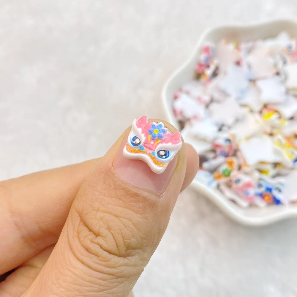 50Pcs Mixed Nail Art Resin Chinese Style Lion Dance Series Designer Charms Rhinestones DIY Craft For Nail 3D Decorations Jewelry