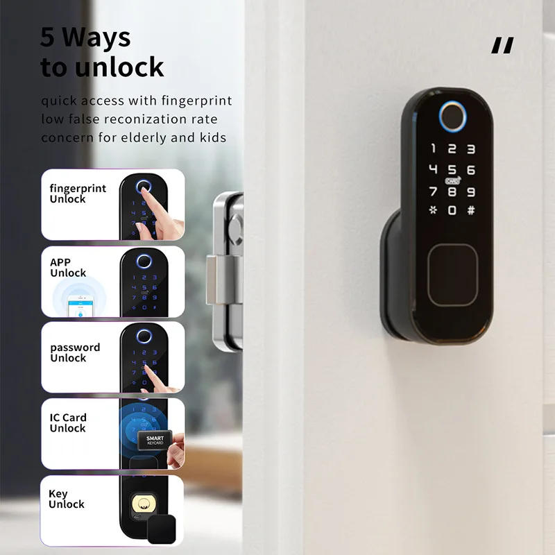 Fingerprint Smart Lock Outdoor Gate Remote Control Bluetooth TTLock App Passcode Rfid Card Keyless Electronic Smart Door Lock