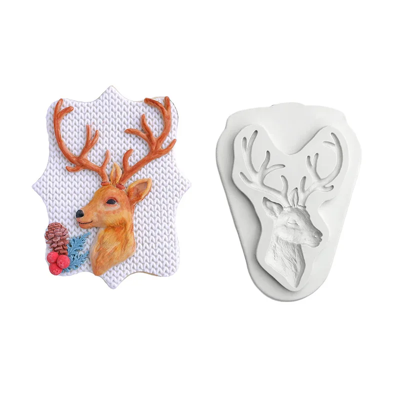 DIY Christmas Elk Silicone Mold Deer Head Deer Horn Various Christmas Elk Silicone Mold Cake Baking and Decorative Cake Tools