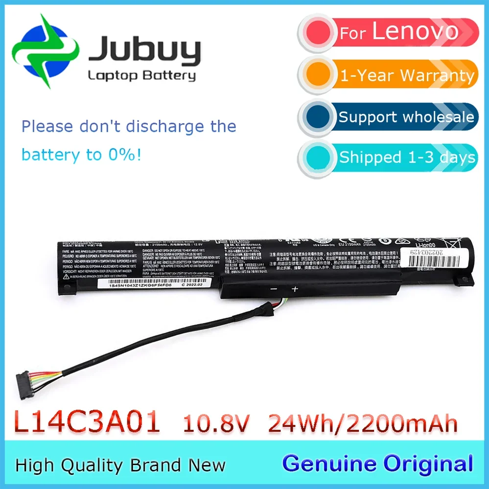 

Оригинальный аккумулятор для ноутбука 10,8 В 24 Втч L14C3A01 для Lenovo IdeaPad 100-15IBY 5B10H42831 5B10K10220 L14S3A01