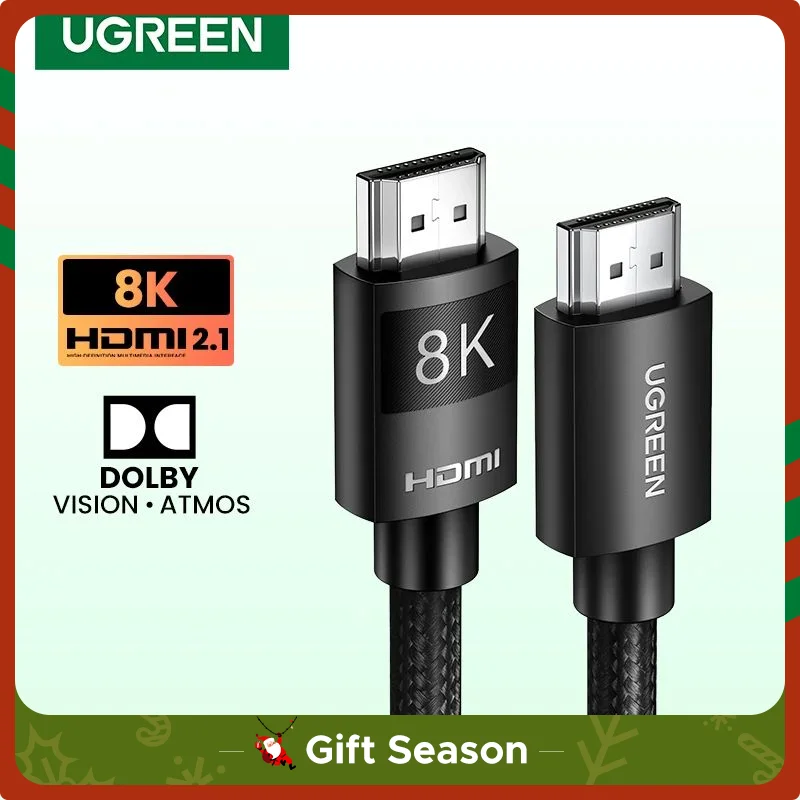 UGREEN HDMI-Compatible 2.1 Cable Ultra High-speed 8K/60Hz 4K/120Hz for Xiaomi Mi Box PS5 Splitter Cable Dolby Vision 48Gbps