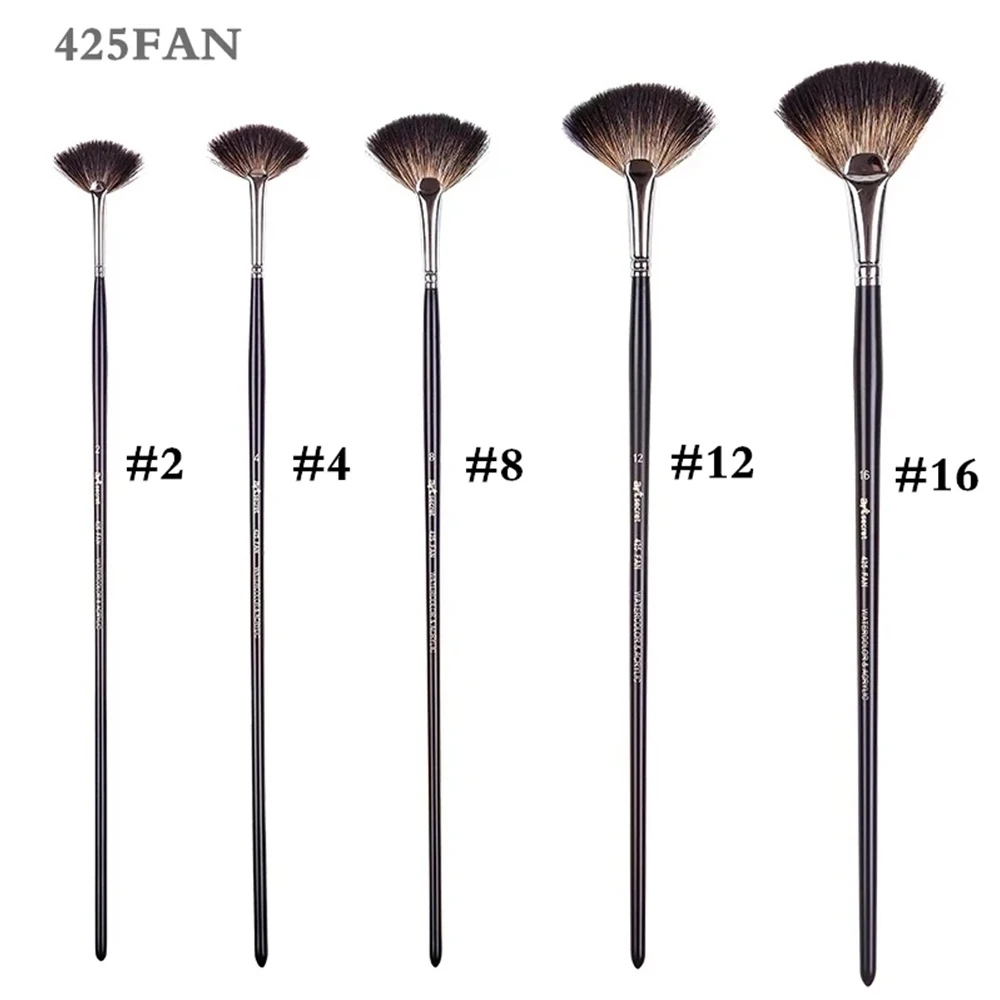 ArtSecret 1-5 PCS Watercolor Fan Brush Soft Natural Hair Art Brush for  Acrylic Gouache Wooden Handle Painting Brush for Artist