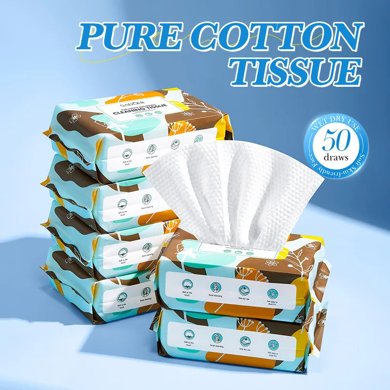 50-Ply Cotton Face Wipes for Skin Care, Daily Makeup Remover and Facial Cleansing Wipes