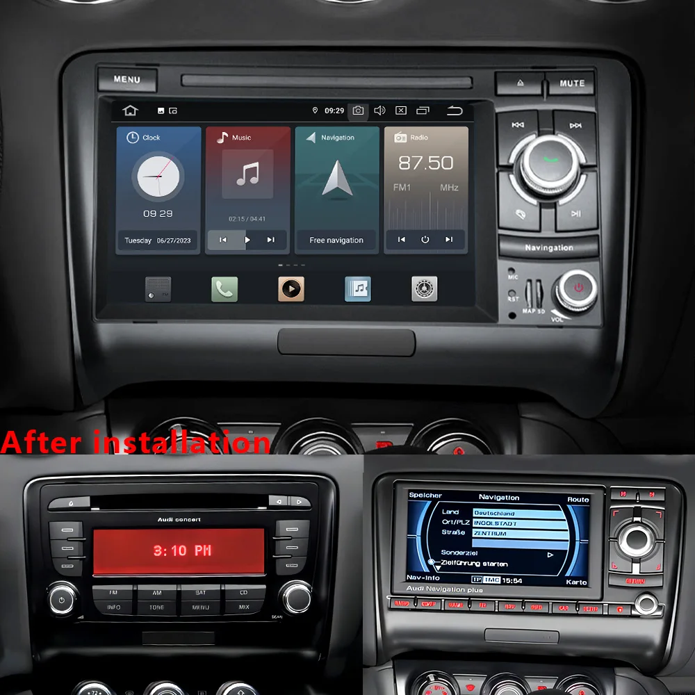 

CHSTEK Carplay Car Radio For Audi TT MK2 8J 2006-2015 Android 13 Player Navigation Bluetooth WIFI 4G RDS DSP Multimedia Headunit