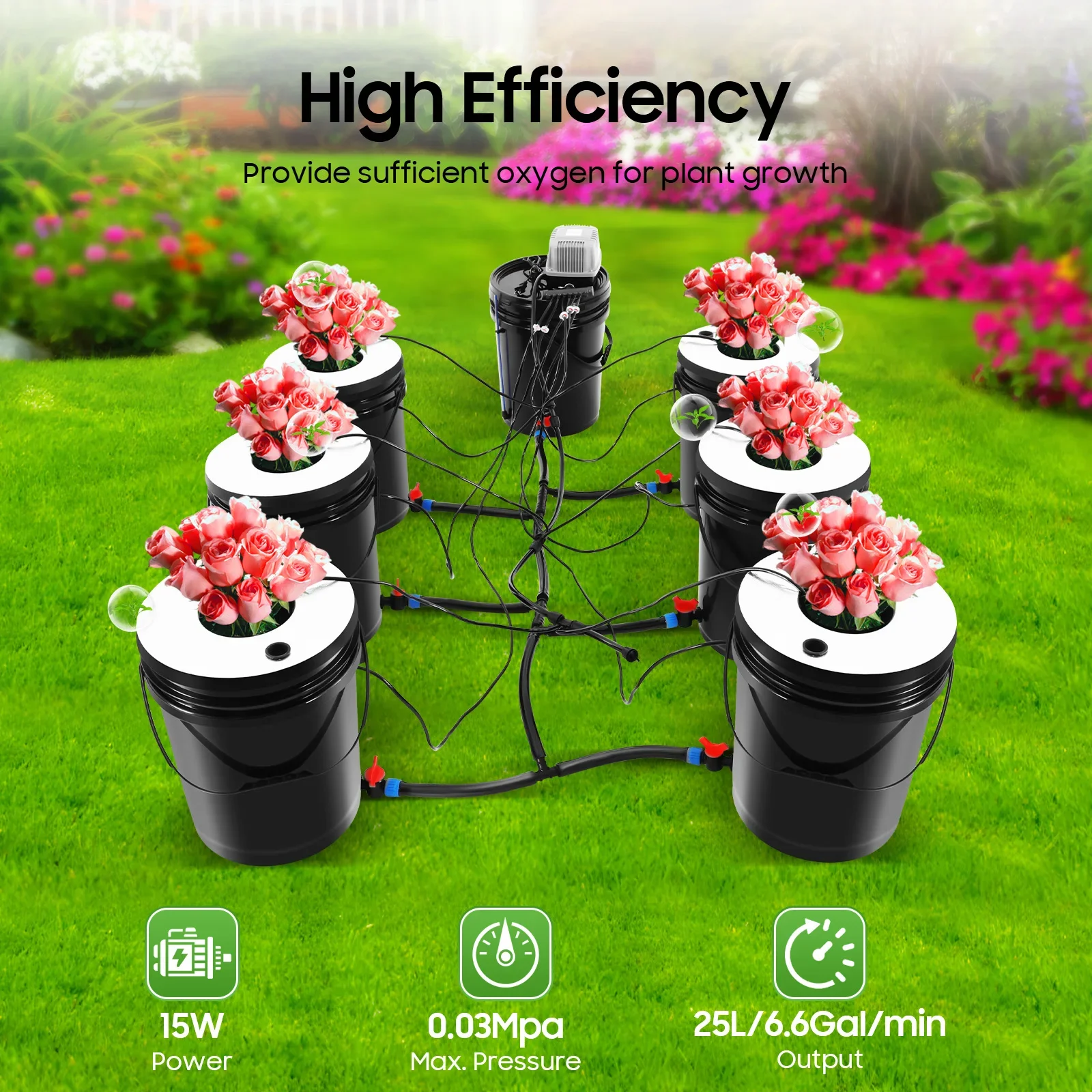 

Hydroponics Grow System Kit 7 Buckets 5 Gallon Recirculating Deep Water Culture