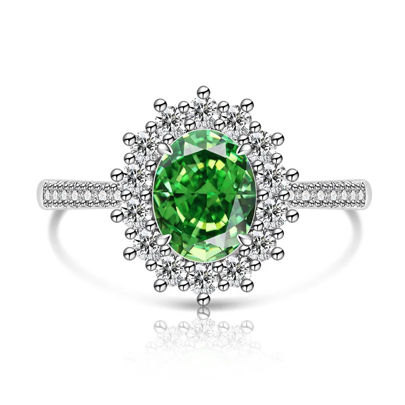 925 Sterling Silber Mode Luxus-Ring mit Eisblumen-Schliff, Taubenei-Sonnenblumen-Kristall und Zirkon für Damen, Schmuckgeschenk – Detail 17