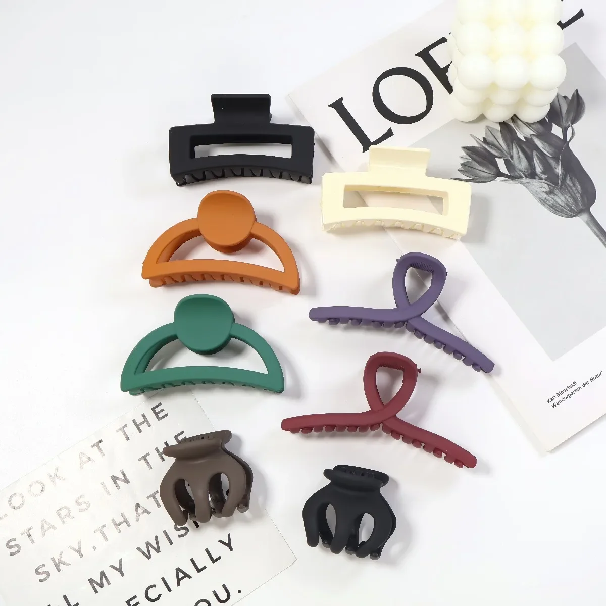 

8Pcs Large Shark Clip Set Value Pack Hair Claw Clips Cross Square High Ponytail Clamps Bulk for Women