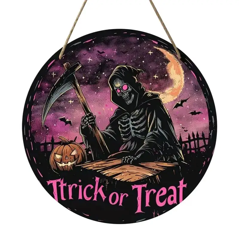 Halloween Skeleton Signs Wooden Witch Ornament For Halloween Skull Decorative Signs Festive Home Ornament For Front Door Wall