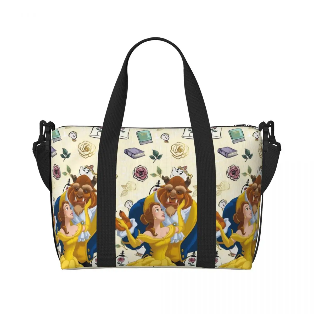 

Custom Beauty Anime And The Beast Tote Bag Women Large Capacity Beach Gym Shoulder Travel Bag