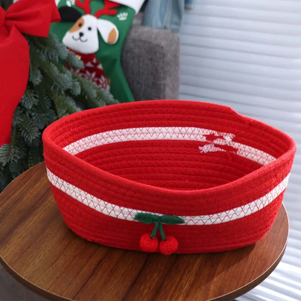 

Handmade Red Cherry Basket Creative Large Capacity Woven Storage Basket Exquisite Cute Clothing Sorting Basket Snacks