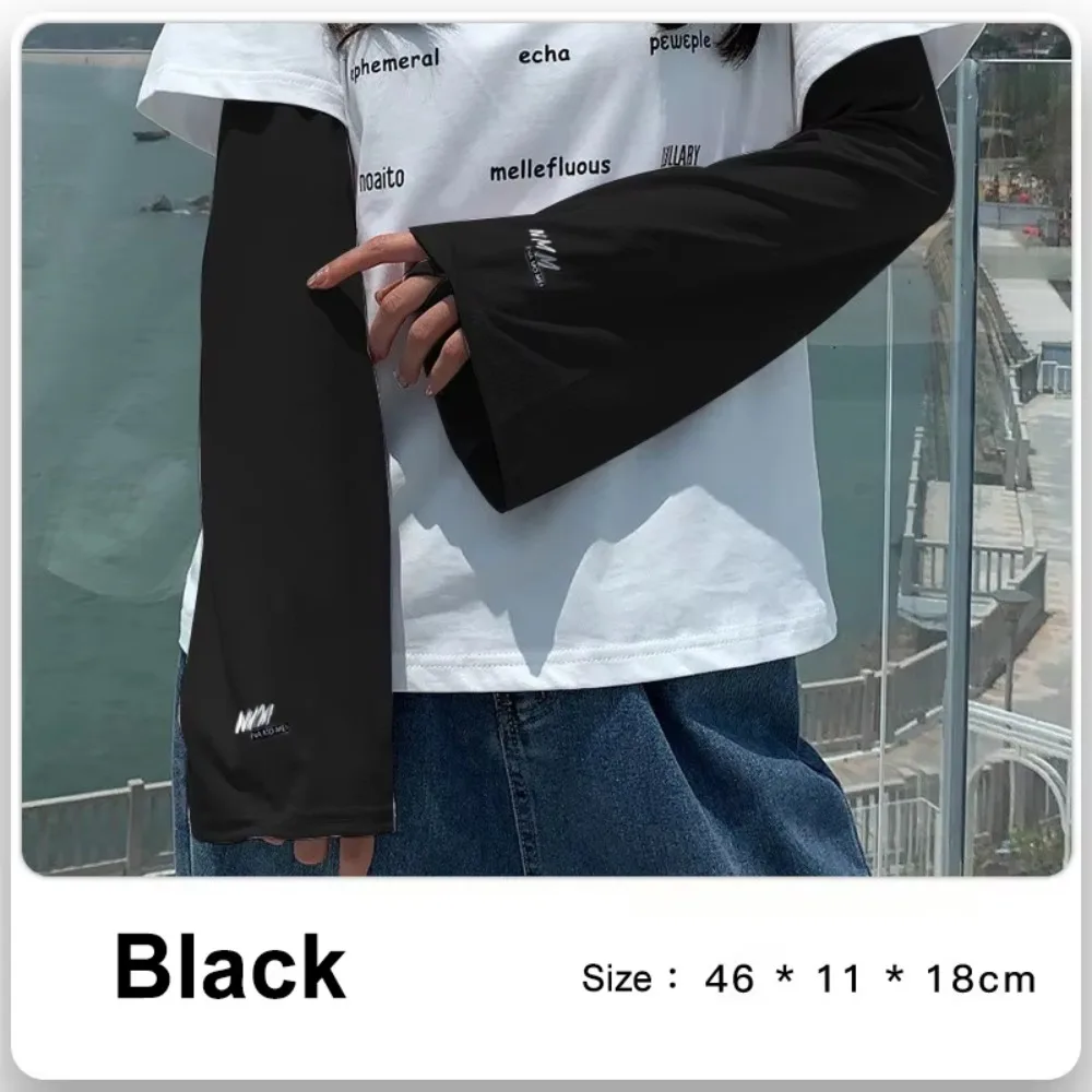 1 Pair Lightweight Sun Protection Arm Covers Polyester Cool Ice Silk Arm Guard Cuff Loose Fit UV Protection Sunscreen Sleeves