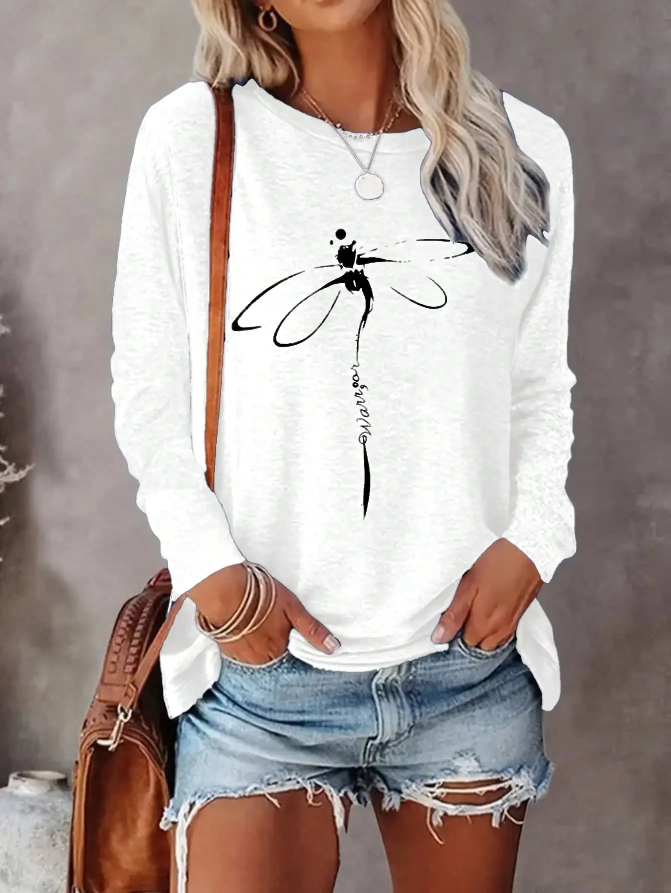 Plus Size 1XL-5XL Women's All Season Casual Crew Neck Long Sleeve Sweatshirt T-shirt Slight Stretch Animal Pattern Clothing