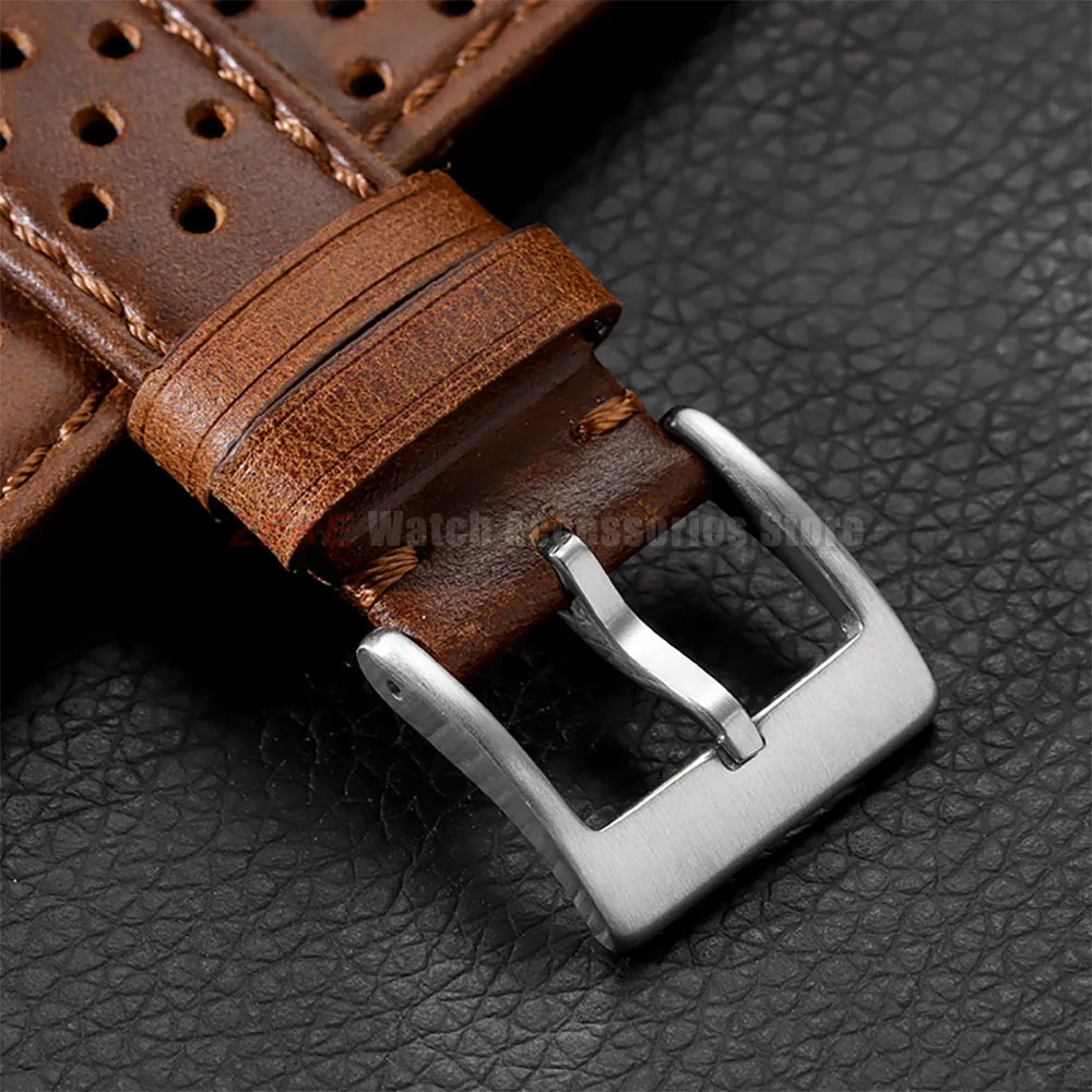 Vintage-Uhrenarmband aus echtem Leder, 18 mm, 20 mm, 22 mm, universell für Herren und Damen, Rindslederarmbänder, atmungsaktives Armband für Seiko Herrenarmband – Detail 8