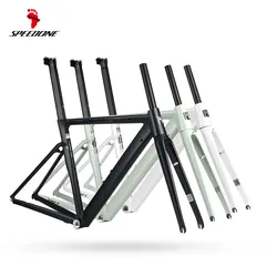 SPEEDONE Road Bicycle Frame Ultralight Aluminum Alloy 700c Carbon Fiber Front Fork 700x28C Quick Release Fork Rim Brakes Frame