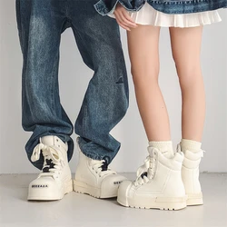 Hight Quality Autumn Winter New Street Style Boots For Men's Women's Black White Teenagers Party Dress Height Increasing Shoes