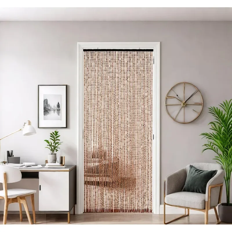 52 Strands Brown Wood and Bamboo Beaded Curtain for Doorway Room Divider 36inch x 79inch Bamboo and Wooden Doorway Beads Boho