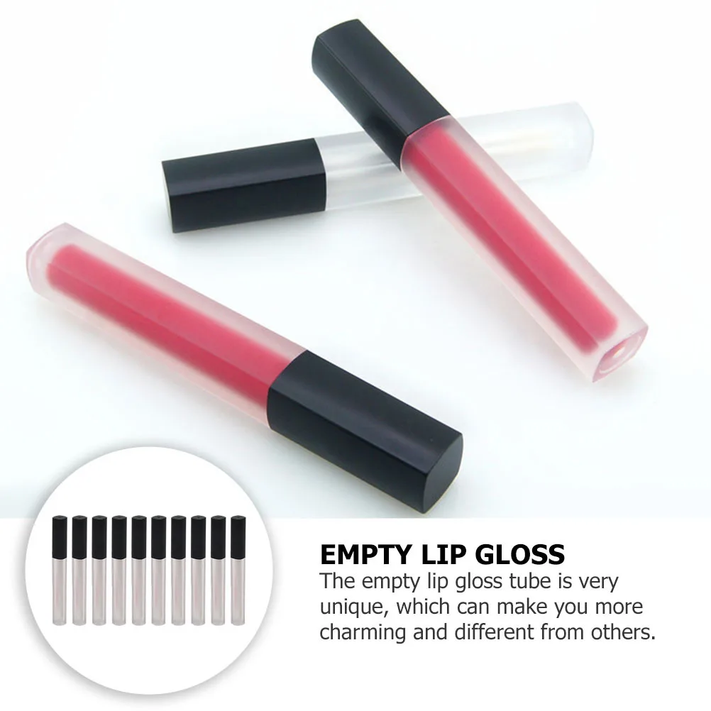 Bouteilles de rouge à lèvres carrées vides, Tube de brillant à lèvres, conteneur de baume à lèvres en plastique, Portable et léger, échantillon de bricolage, utilisation en voyage, 10 pièces
