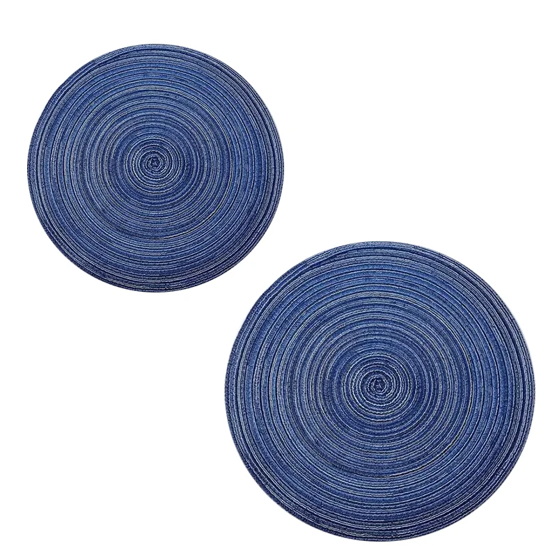 2/4/6PCS CIRCULAR WOVEN PLACE MATS, HOUSEHOLD HEAT INSULATION MATS, NORDIC HEATPROOF PLATE MATS, AFTERNOON TEA TABLE DECORATIVE MATS, UNIVERSAL NON-SLIP TABLE MATS FOR RESTAURANTS AND HOTELS, EASY TO CLEAN, HIGH-LOOK TABLE DECORATIONS.