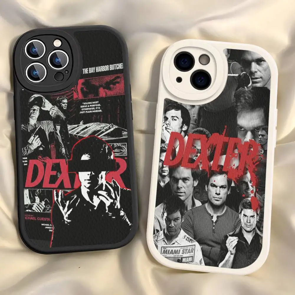 Movie D-Dexter Morgan For iPhone 16 15 14 13 12 11 Pro Max Plus Shockproof Leather Soft Phone Cover