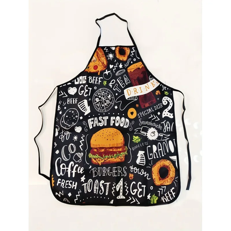 Schürze mit Buchstaben- und Burger-Print, einfach und schmutzabweisend, universelle Küchenschürze