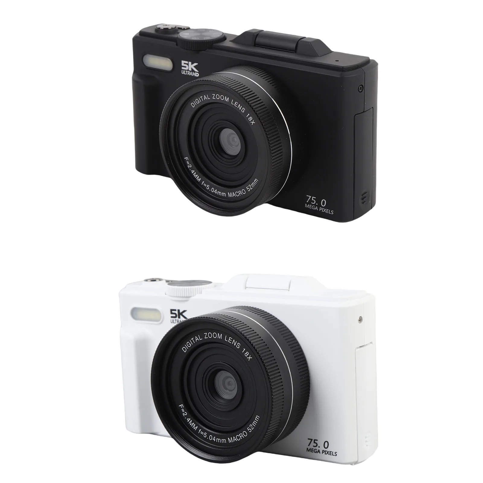 Câmera UHD de 75MP Compacta Tela de 3 Polegadas Câmera de Autofoco 18XAF de Alta Definição com Flash Portátil para Fotografia